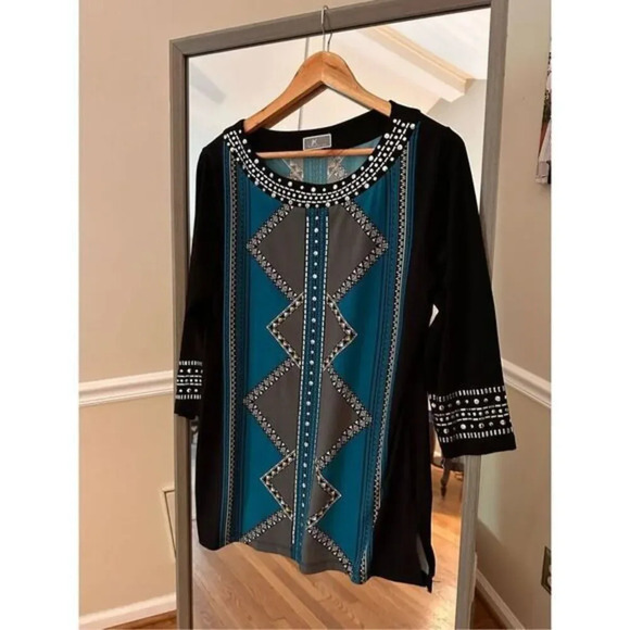 JM Collection Beaded‎ Top Size Medium - Picture 1 of 4